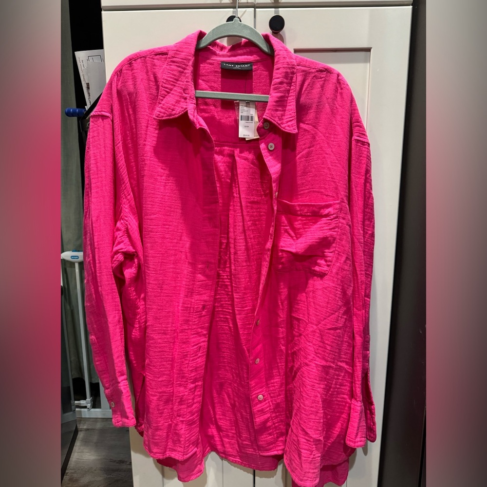 Lane Bryant Pink Button Down Shirt